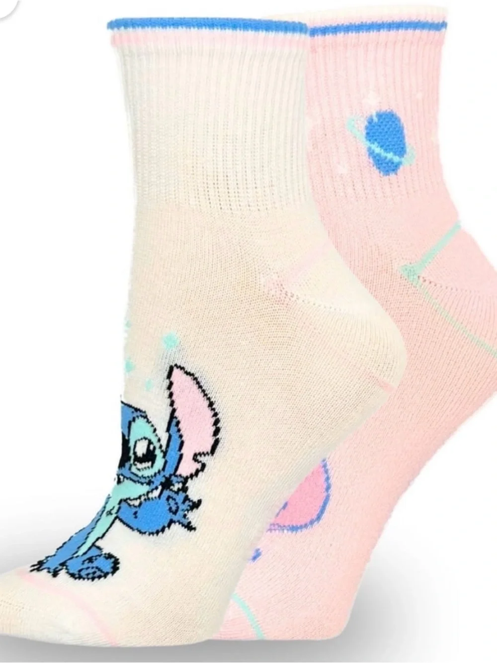 Disney Stitch Ankle Socks Pink 2-Pack Size4-10 NEW